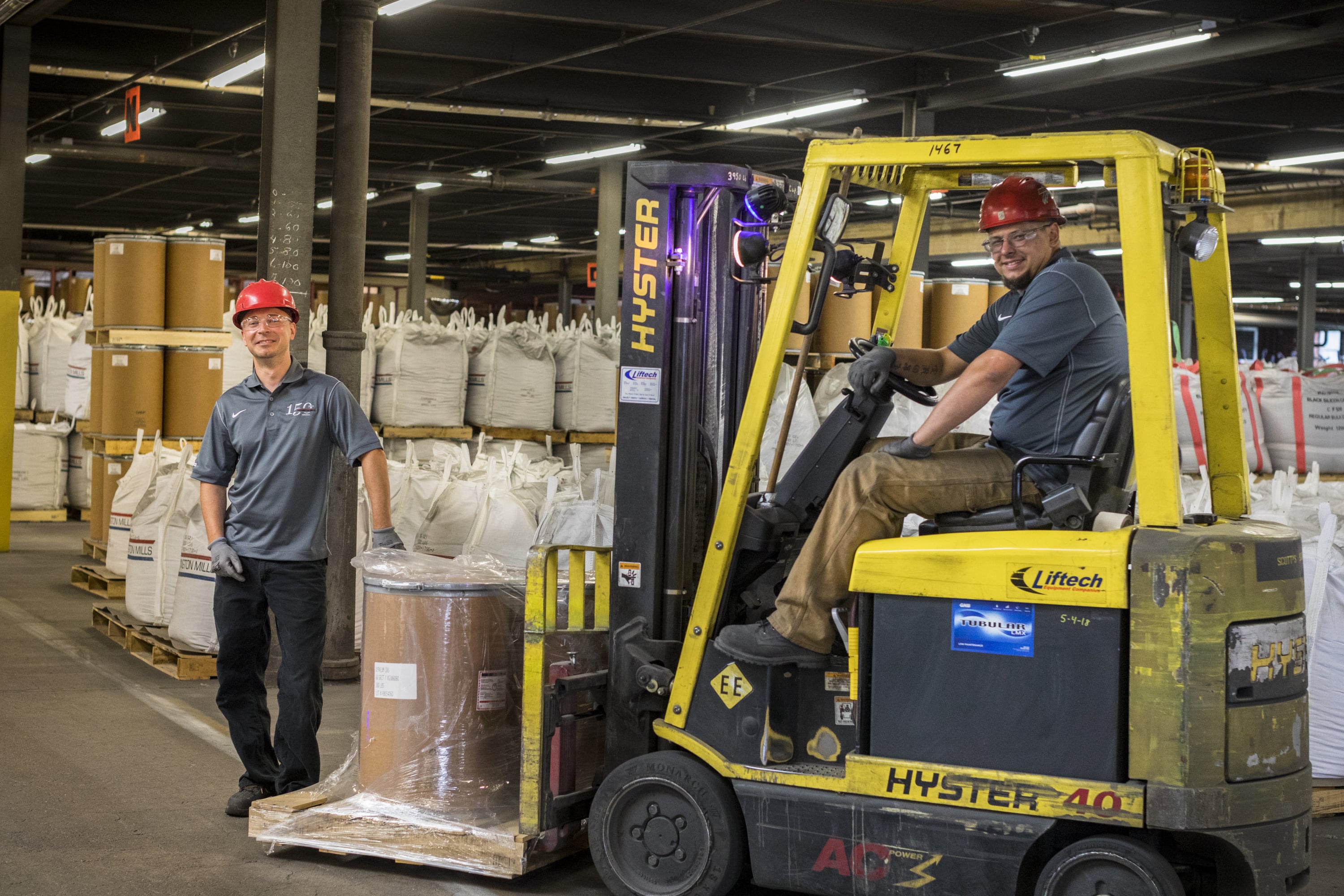 fork truck smiling people