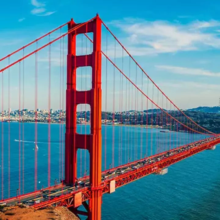 The golden gate bridge on a sunny day