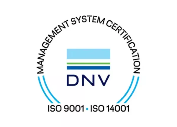 A DNV Management System Certification logo recognizing ISO 14001 and ISO 9001 certification