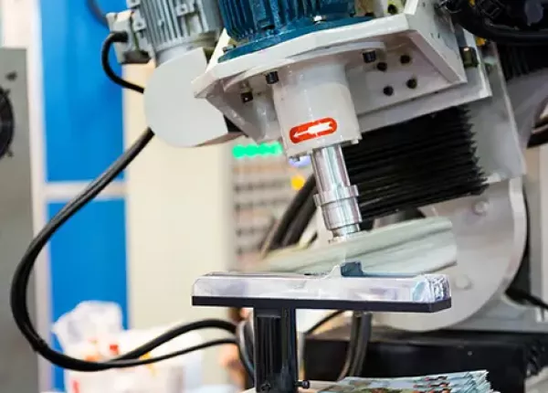 A robotic arm achieves a glossy surface finish through machine lapping.