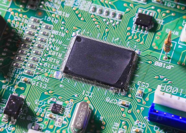 computer chip on circuit board
